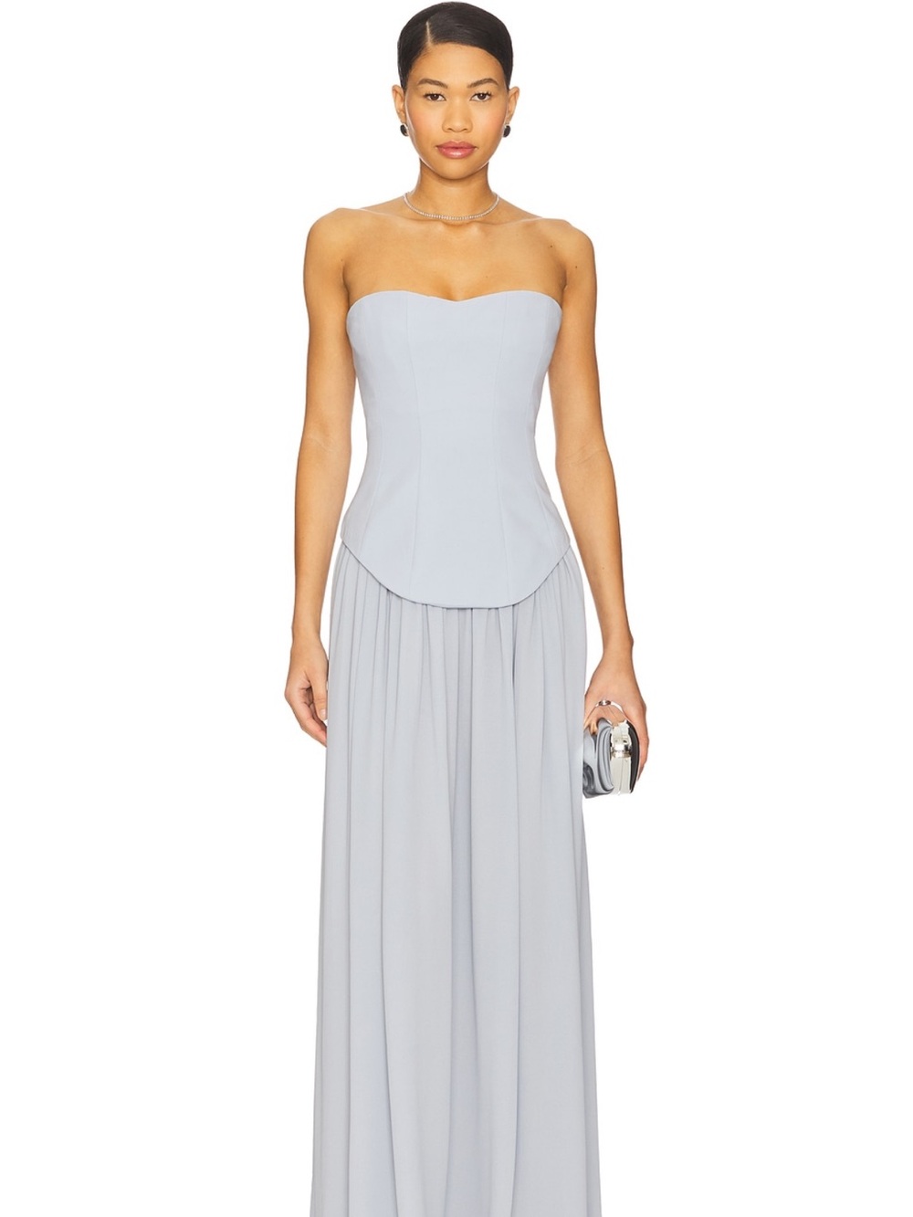 Lovers + Friends Strapless Light blue Chiffon Maxi Dress